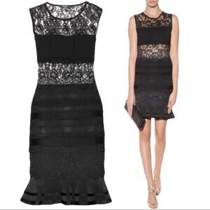 Roberto Cavalli Black Jersey Lace Cocktail Dress Lace Insert Sleeveless 38 USA 2